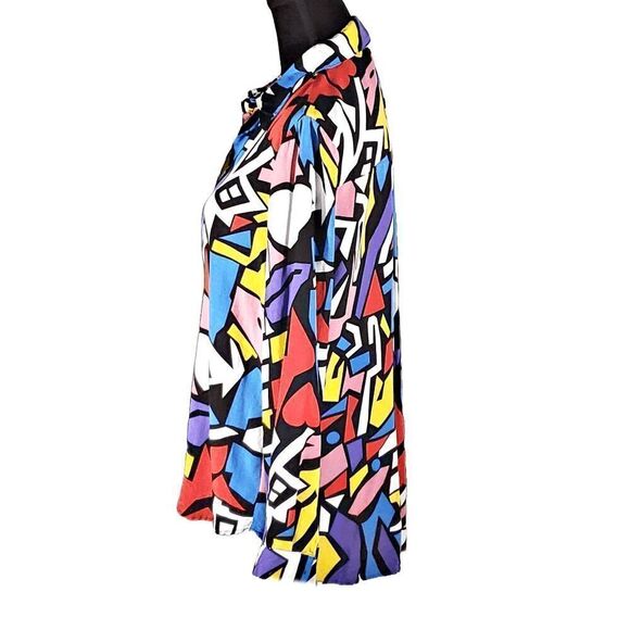 Big Dart Abstract Print Long Sleeve Button-up Hi-lo Top Size 12 - Picture 7 of 7